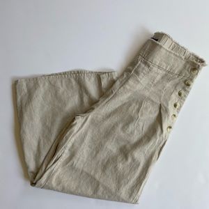 Wide leg linen pants with button sides